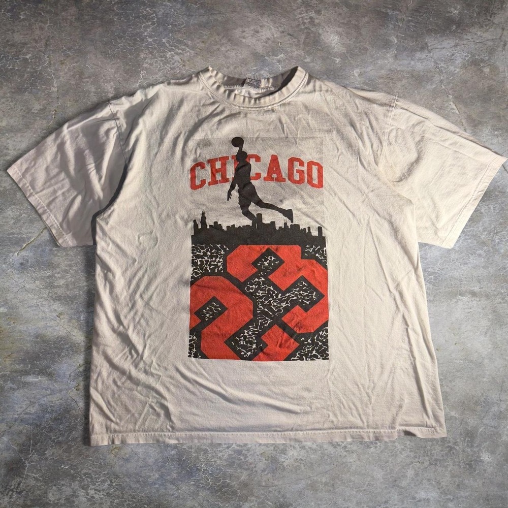 IcedOut Chicago Jordan 23 Basketball Graphic T-Shirt Mens XL Grey White
